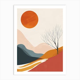 Landscape With Tree, Scandinavian Simplicity Art Print