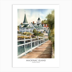 Mackinac Island 4 Watercolour Travel Poster Art Print