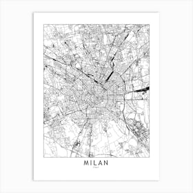 Milan White Map Art Print