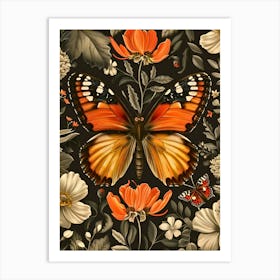 Butterfly In The Garden Inspired By William Morris 2 Art Print