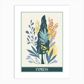 Cypress Tree Flat Illustration 4 Poster Art Print