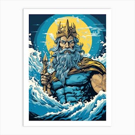 Poseidon Pop Art Art Print