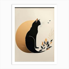 black cat mininalist portrait 5 Art Print