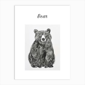 B&W Bear 2 Poster Art Print