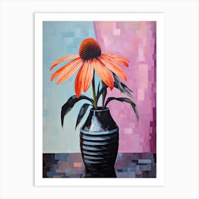 Bouquet Of Purple Coneflower Flowers, Autumn Fall Florals Painting 3 Art Print