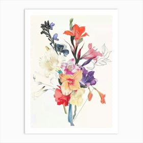Gladiolus 2 Collage Flower Bouquet Art Print
