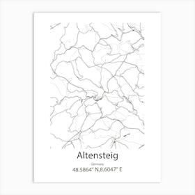 Altensteig,Germany Minimalist Map Art Print