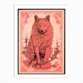 Red Wolf Tarot Card 4 Art Print