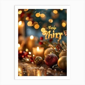 A Sophisticated Calligraphic Rendering Of A Merry Christmas 2024 Greeting The Elegant Letters Of (3) Art Print