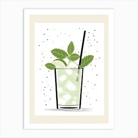 Illustration Mint Julep Floral Infusion Cocktail 1 Art Print