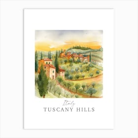 Italy Tuscany Hills Storybook 6 Travel Poster Watercolour Art Print