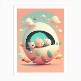 Acceleration Kawaii Kids Space Art Print