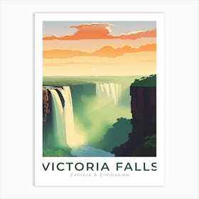 Zimbabwe & Zambia Victoria Falls Travel Art Print
