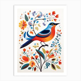 Scandinavian Bird Illustration Robin 4 Art Print