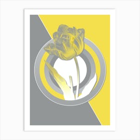 Vintage Tulip Botanical Geometric Art in Yellow and Gray n.209 Art Print