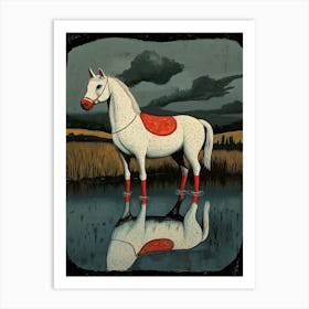 Horse In The Water Art Print