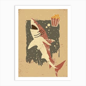 Shark & Popcorn Muted Pastels Art Print