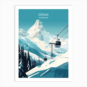 Poster Of Gstaad   Switzerland, Ski Resort Illustration 2 Art Print