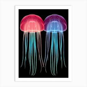 Moon Jellyfish Neon Illustration 8 Art Print