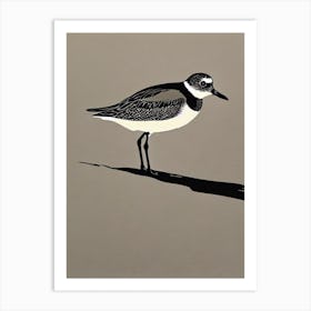 Grey Plover 2 Linocut Bird Art Print