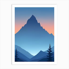 Misty Mountains Vertical Composition In Blue Tone 86 Art Print