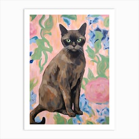 A Burmese Cat Painting, Impressionist Painting 2 Art Print