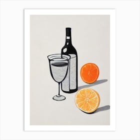 Fuzzy Navel Picasso Line Drawing Cocktail Poster Art Print