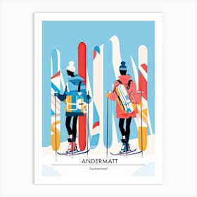 Andermatt   Switzerland Ski Resort Poster Illustration 2 Art Print
