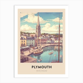 Devon Vintage Travel Poster Plymouth Art Print
