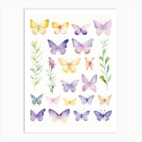 Watercolor Butterflies 5 Art Print