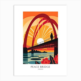 Peace Bridge, Canada, Colourful 1 Travel Poster Art Print