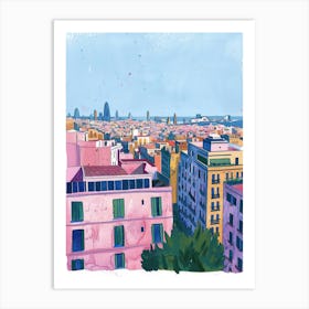 Travel Poster Happy Places Barcelona 3 Art Print