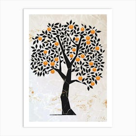 Orange Tree Simple Geometric Nature Stencil 1 Art Print