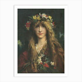 Girl With Flowers 1 Art Print