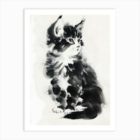 Kitten Ink Painting Art Print