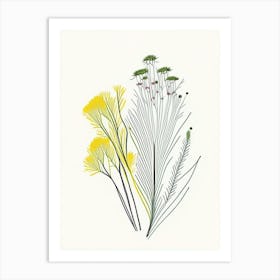 Fennel Seed Spices And Herbs Minimal Line Drawing 1 Art Print