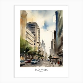 Sao Paulo Brazil Watercolour Travel Poster 2 Art Print