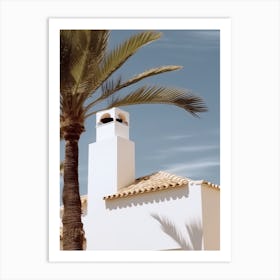 White House With Palms Retro Summer Photography 1 Art Print