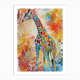 Geometric Watercolour Style Giraffe 4 Art Print