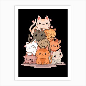 Kawaii Cat Mountain Art Print