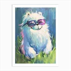 White Dog With Sunglasses Art Print