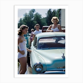 50's Era Community Car Wash Reimagined - Hall-O-Gram Creations 4 Art Print