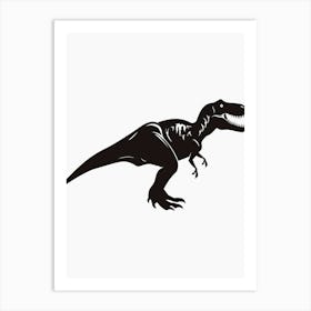 Black T Rex Dinosaur Silhouette 3 Art Print