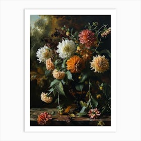 Baroque Floral Still Life Dahlia 2 Art Print