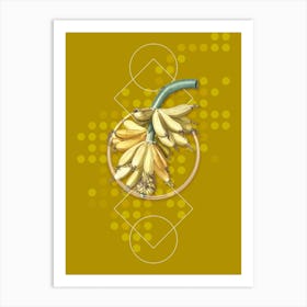 Vintage Banana Botanical with Geometric Line Motif and Dot Pattern n.0249 Art Print