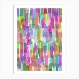 Colorful Watercolor Stripes Strokes Art Print
