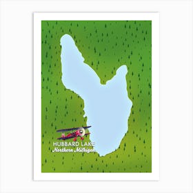 Hudbard Lake Travel map Art Print