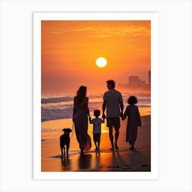 A Jubilant Family Of Four A Pair Of Young And Old Alongside A Couple Of Dogs Who Belong To Them S (4) Art Print