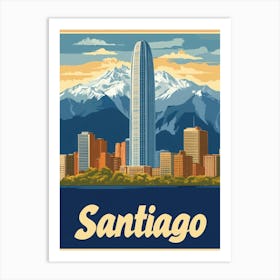 Aihrgdesign A Vintage Travel Poster Of Santiago 1 Art Print