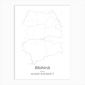 Bilohirsk,Ukraine Minimalist Map Art Print